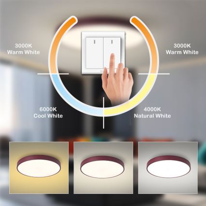Brilagi - LED griestu gaismeklis POOL LED/60W/230V 3000/4000/6000K Ø 50 cm vīnsarkans