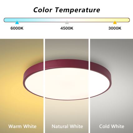 Brilagi - LED griestu gaismeklis POOL LED/60W/230V 3000/4000/6000K Ø 50 cm vīnsarkans