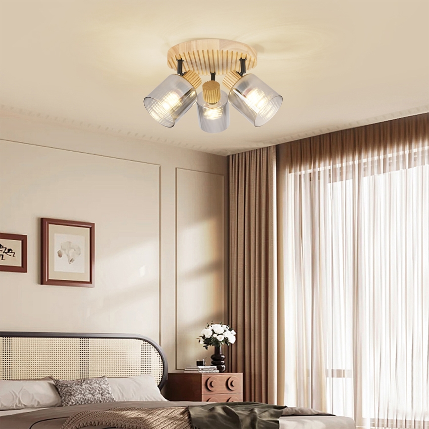 Brilagi - Punktveida gaismeklis HYGGE 3xE14/15W/230V koka/dūmaina