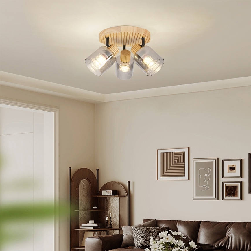 Brilagi - Punktveida gaismeklis HYGGE 3xE14/15W/230V koka/dūmaina