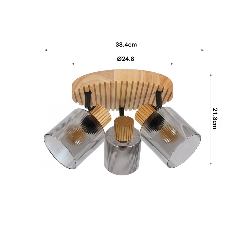 Brilagi - Punktveida gaismeklis HYGGE 3xE14/15W/230V koka/dūmaina