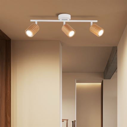 Brilagi - Punktveida gaismeklis MODERN WOOD 3xGU10/8W/230V kaučuk koks/balta