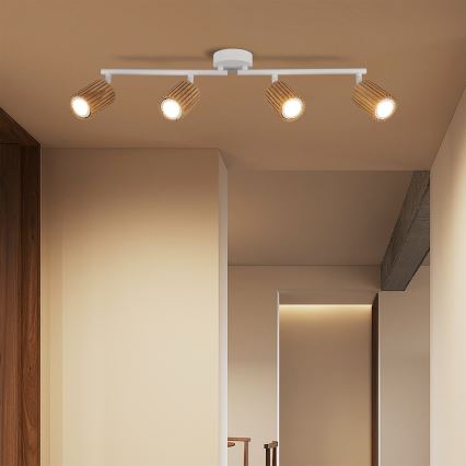 Brilagi - Punktveida gaismeklis MODERN WOOD 4xGU10/8W/230V kaučuka koks/balts
