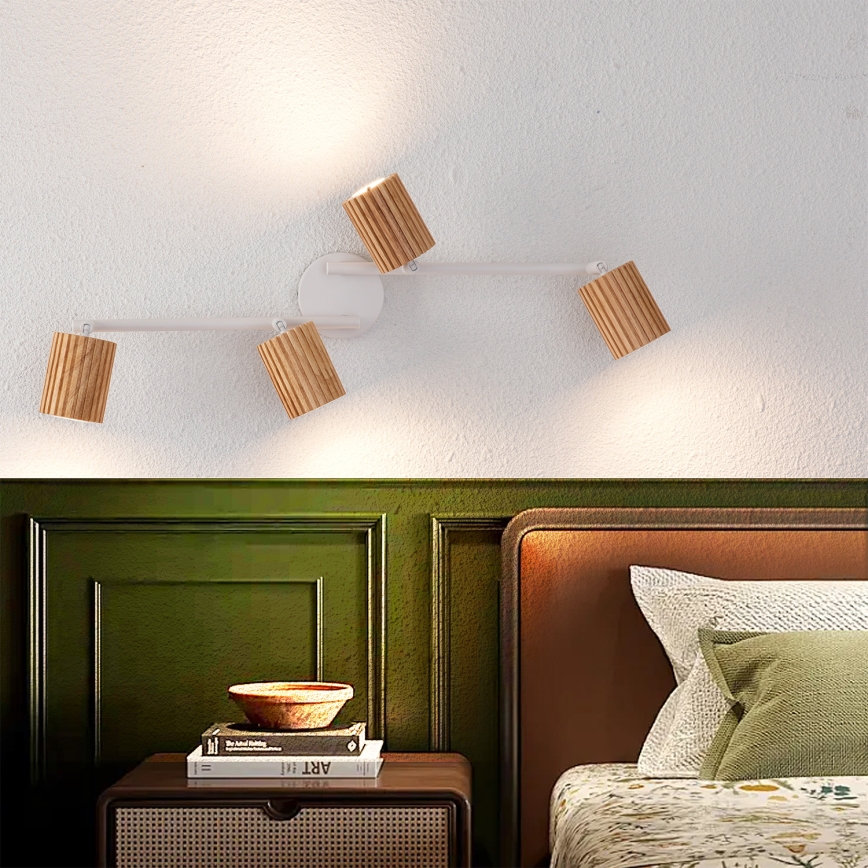 Brilagi - Punktveida gaismeklis MODERN WOOD 4xGU10/8W/230V kaučuka koks/balts