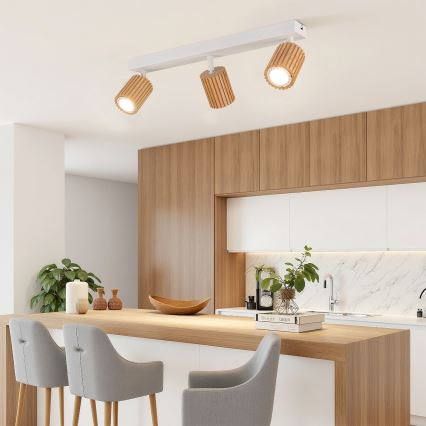 Brilagi - Punktveida gaismeklis MODERN WOOD 4xGU10/8W/230V kaučuka koks/balts