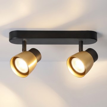 Brilagi - Punktveida gaismeklis NUGGET 2xGU10/30W/230V melns/zeltains