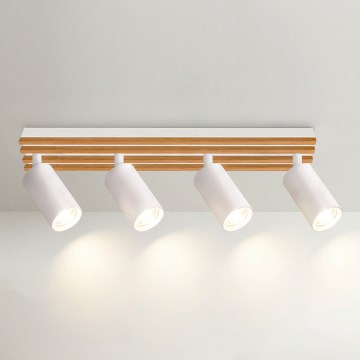 Brilagi - Punktveida gaismeklis SELE WOOD 4xGU10/30W/230V balts/koka