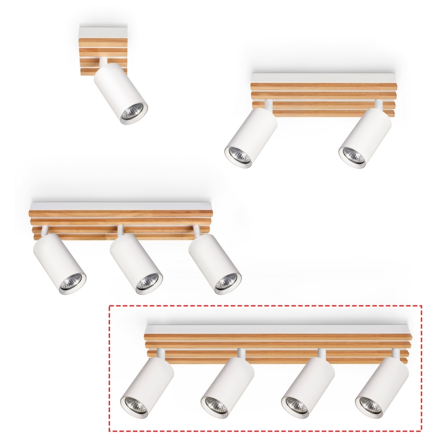 Brilagi - Punktveida gaismeklis SELE WOOD 4xGU10/30W/230V balts/koka