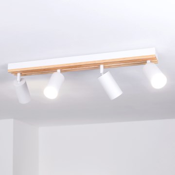 Brilagi - Punktveida gaismeklis SELE WOOD ACOUSTIC 4xGU10/30W/230V balts/koka