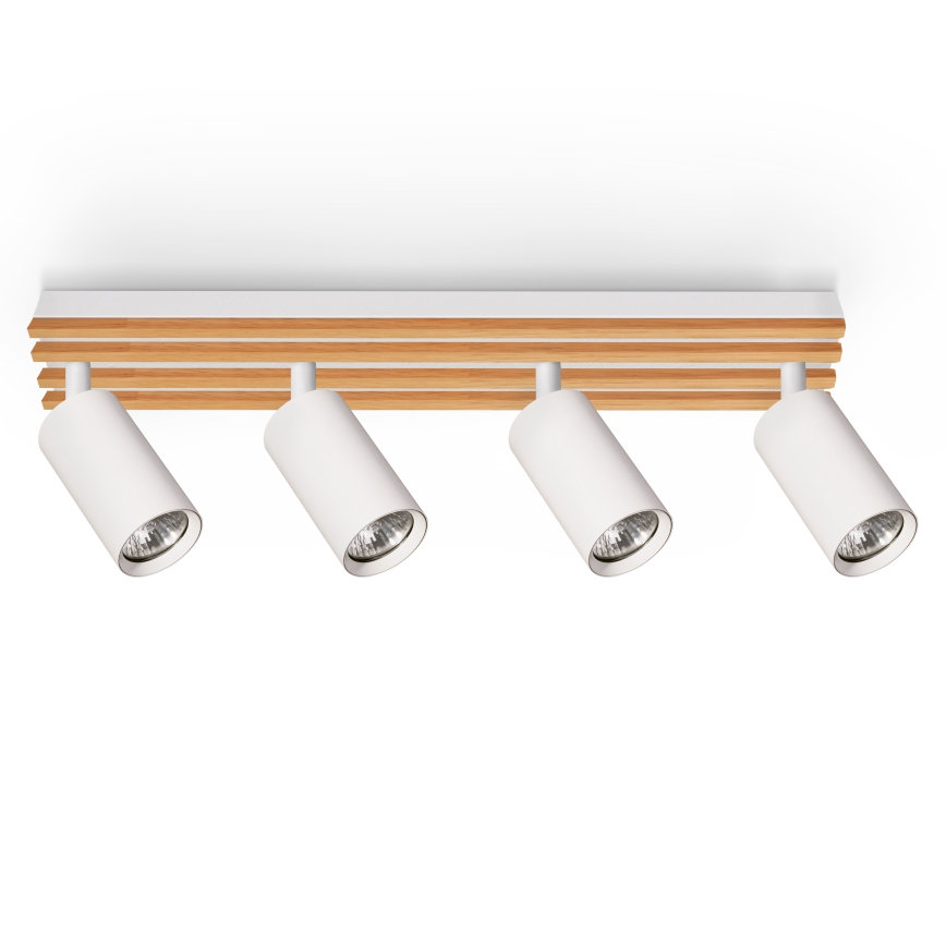 Brilagi - Punktveida gaismeklis SELE WOOD ACOUSTIC 4xGU10/30W/230V balts/koka