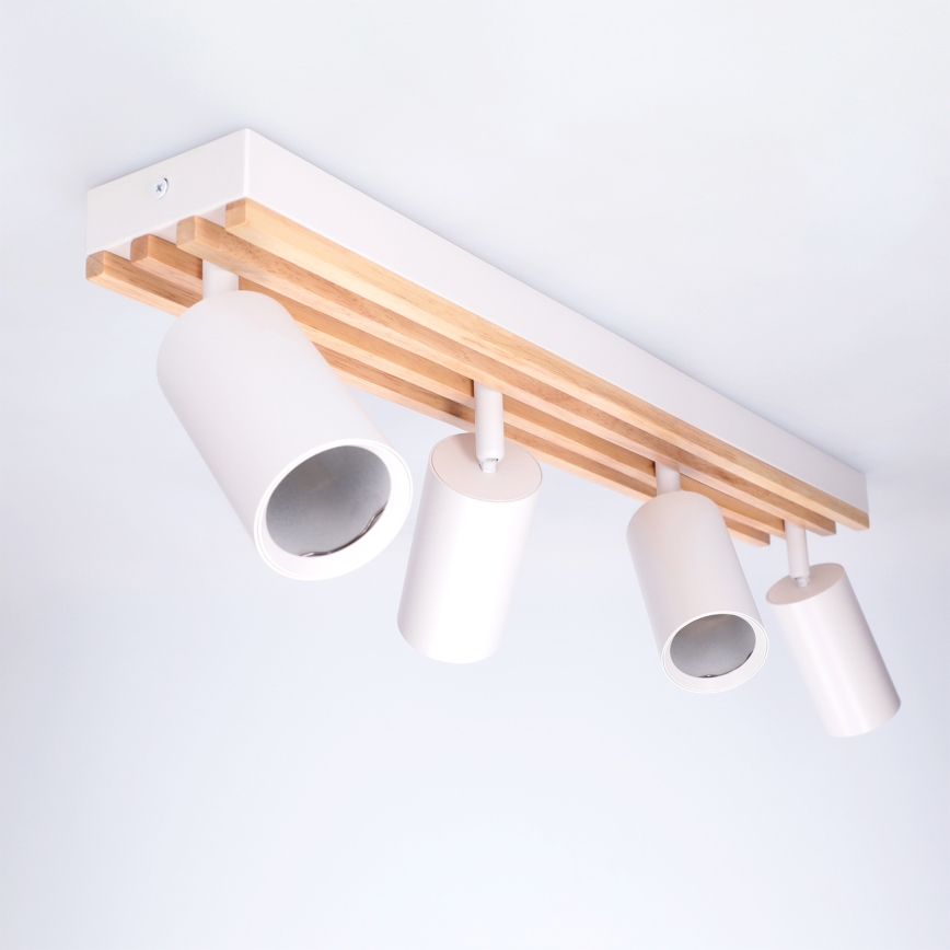 Brilagi - Punktveida gaismeklis SELE WOOD ACOUSTIC 4xGU10/30W/230V balts/koka