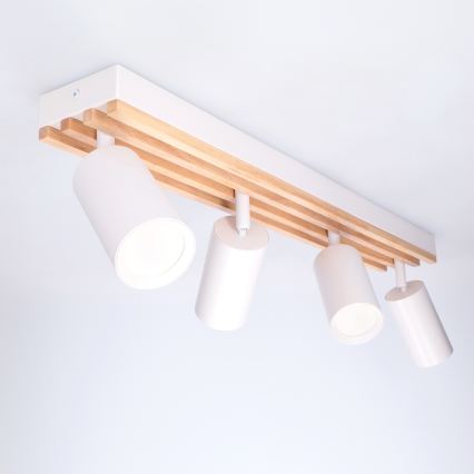 Brilagi - Punktveida gaismeklis SELE WOOD ACOUSTIC 4xGU10/30W/230V balts/koka