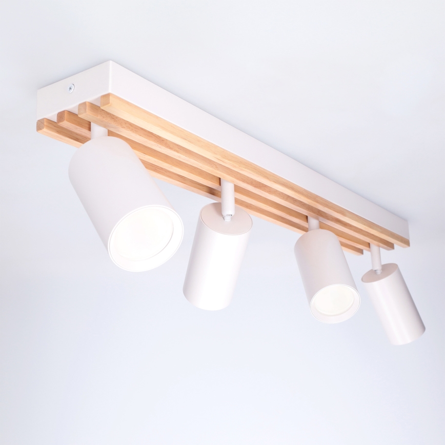 Brilagi - Punktveida gaismeklis SELE WOOD ACOUSTIC 4xGU10/30W/230V balts/koka