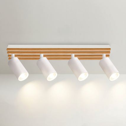Brilagi - Punktveida gaismeklis SELE WOOD ACOUSTIC 4xGU10/30W/230V balts/koka