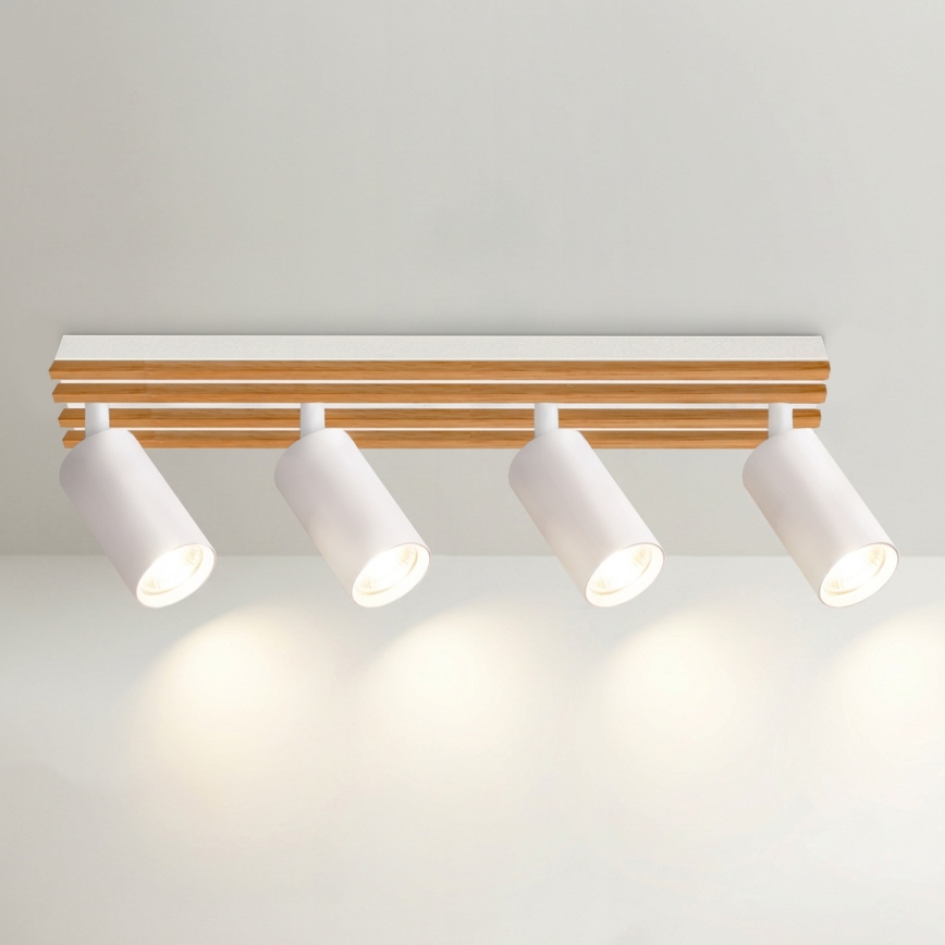Brilagi - Punktveida gaismeklis SELE WOOD ACOUSTIC 4xGU10/30W/230V balts/koka