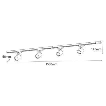 Brilagi - Punktveida gaismeklis sliežu sistēmai HUSKY 4xGU10/10W/230V balts