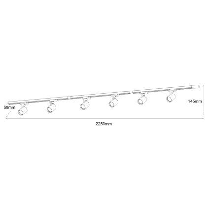 Brilagi - Punktveida gaismeklis sliežu sistēmai HUSKY 6xGU10/10W/230V melns/zeltains