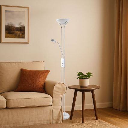 Brilagi - Regulējama grīdas lampa SCARLETT 1xR7s/230W/230V + 1xG9/40W balta