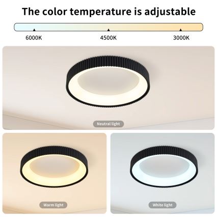 Brilagi - LED dimējams griestu gaismeklis FALCON MODERN LED/30W/230V 3000–6500K Ø 40 cm melns + tālvadības pults