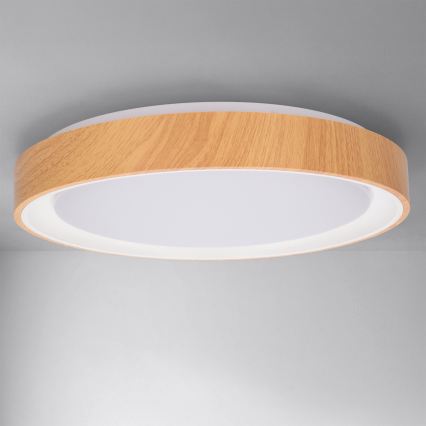 Brilagi - FLOCO LED griestu gaismeklis ar regulējamu spilgtumu LED/48W/230V Ø 40 cm koka dekors/balts + tālvadības pults