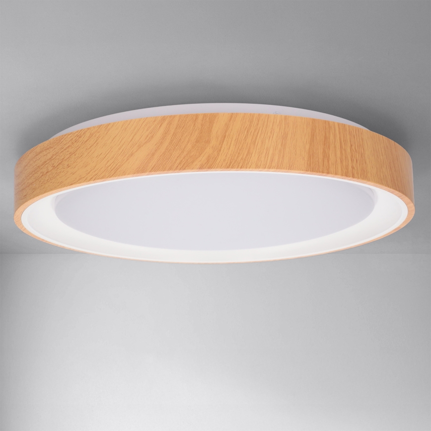 Brilagi - FLOCO LED griestu gaismeklis ar regulējamu spilgtumu LED/48W/230V Ø 40 cm koka dekors/balts + tālvadības pults
