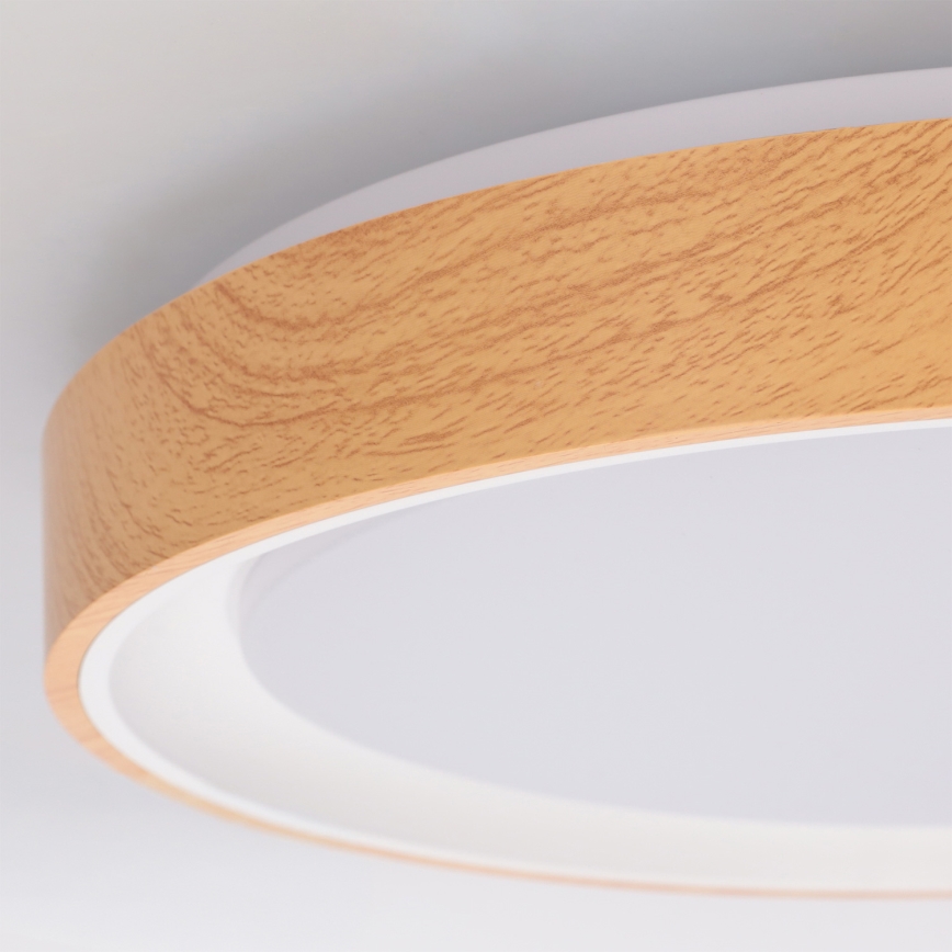 Brilagi - FLOCO LED griestu gaismeklis ar regulējamu spilgtumu LED/48W/230V Ø 40 cm koka dekors/balts + tālvadības pults