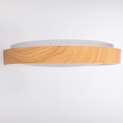 Brilagi - FLOCO LED griestu gaismeklis ar regulējamu spilgtumu LED/48W/230V Ø 40 cm koka dekors/balts + tālvadības pults