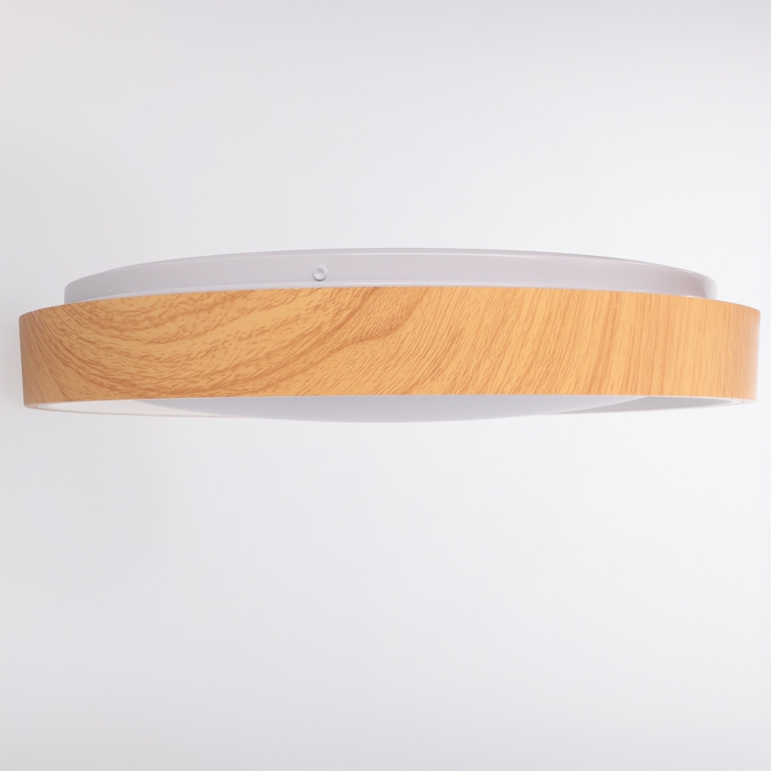 Brilagi - FLOCO LED griestu gaismeklis ar regulējamu spilgtumu LED/48W/230V Ø 40 cm koka dekors/balts + tālvadības pults