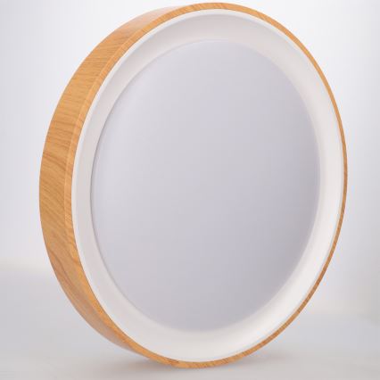 Brilagi - FLOCO LED griestu gaismeklis ar regulējamu spilgtumu LED/48W/230V Ø 40 cm koka dekors/balts + tālvadības pults