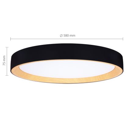 Brilagi - dimmējams griestu gaismeklis LARIOS LED/72W/230V 3000-6500K melns Ø 59 cm + ar tālvadības pulti