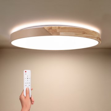 BRILAGI - Regulējama LED griestu lampa PILANA LED/72W/230V 3000-6500K ozols/bēša diametrs 80 cm + tālvadības pults