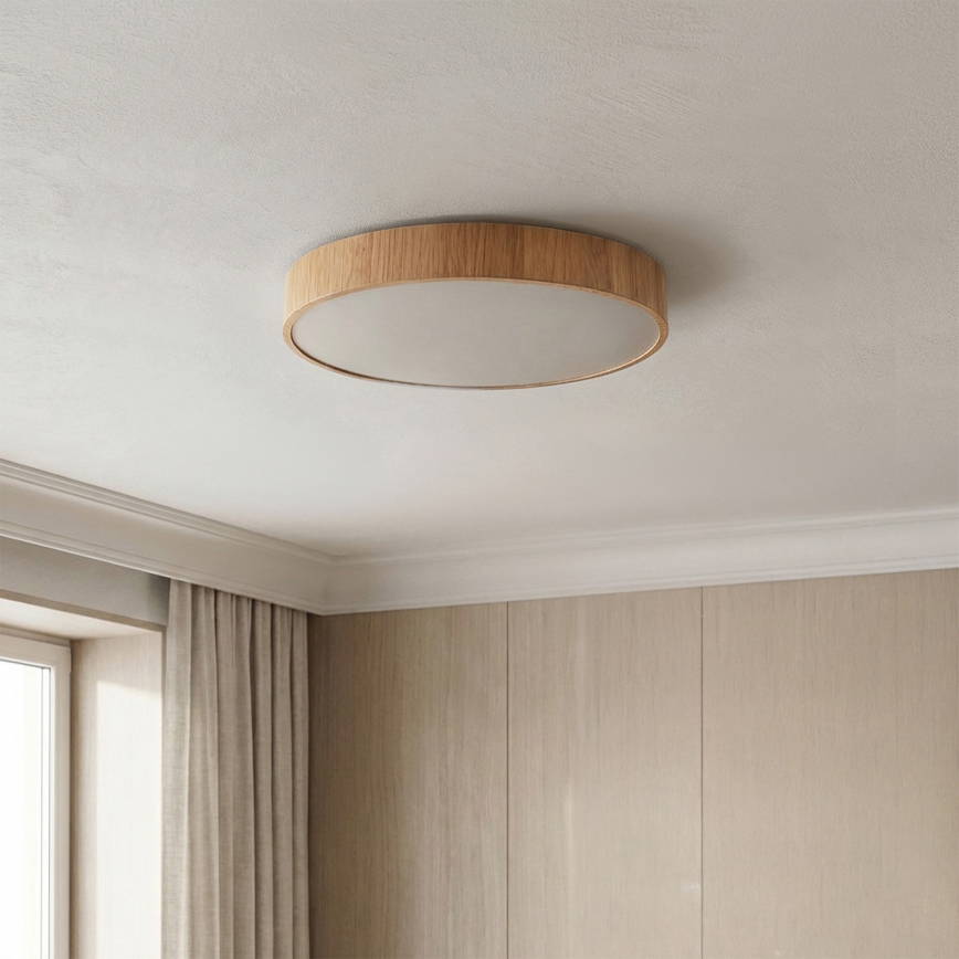 Brilagi - Regulējams LED griestu gaismeklis POOL LED/36W/230V 3000-6000K Ø 30 cm koka dekors + tālvadības pults