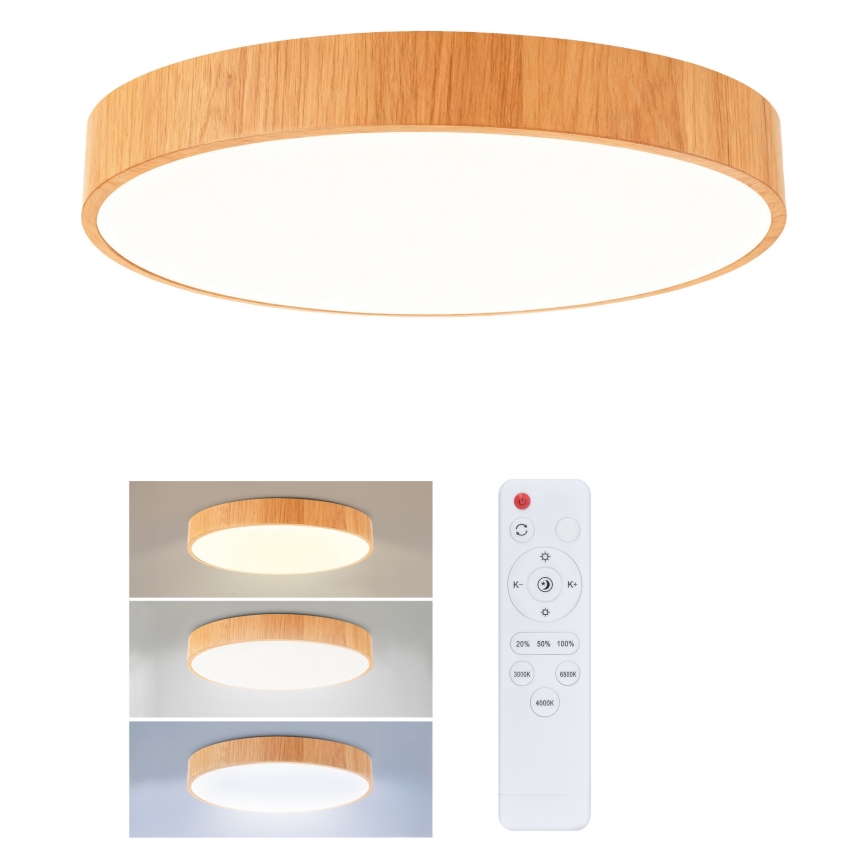 Brilagi - Regulējams LED griestu gaismeklis POOL LED/36W/230V 3000-6000K Ø 30 cm koka dekors + tālvadības pults