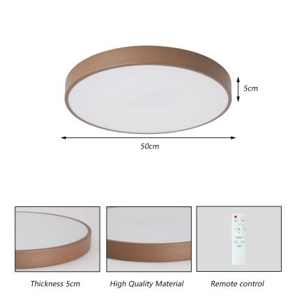 Brilagi - LED regulējama griestu lampa POOL LED/60W/230V 3000-6000K Ø 50 cm brūna + tālvadības pults