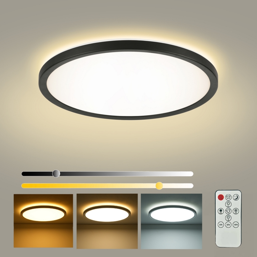 Brilagi - regulējama LED griestu lampa ULTRA SLIM LED/24W/230V 2700-6500K Ø 42 cm melna + tālvadība