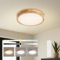BRILAGI - Regulējama LED griestu lampa WOODLINE LED/48W/230V 3000-6000K, ozola apdare, Ø 40 cm + tālvadības pults