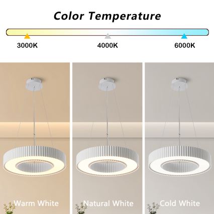 Brilagi - LED regulējama pakaramā lampa uz troses LUMIX LED/48W/230V 3000-6000K balta Ø 50 cm + tālvadības pults