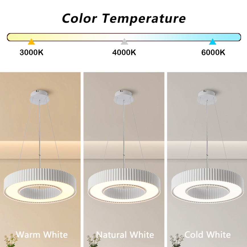 Brilagi - LED regulējama pakaramā lampa uz troses LUMIX LED/48W/230V 3000-6000K balta Ø 50 cm + tālvadības pults