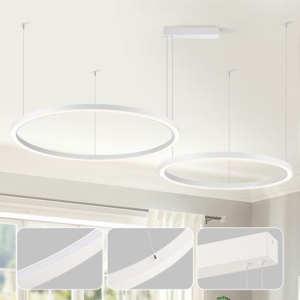 Brilagi - LED aptumšojama lustra uz troses PORTOFINO LED/98W/230V 3000-6000K balta + ar tālvadības pulti