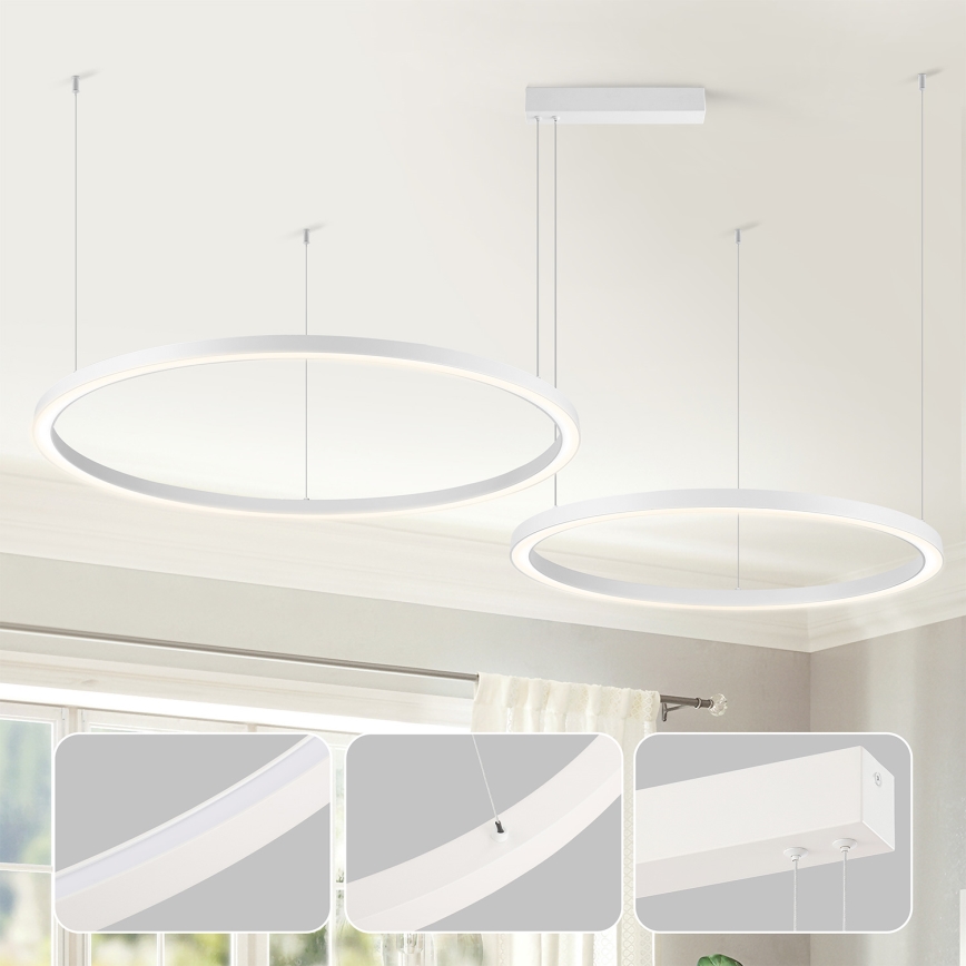 Brilagi - LED aptumšojama lustra uz troses PORTOFINO LED/98W/230V 3000-6000K balta + ar tālvadības pulti