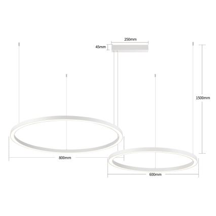 Brilagi - LED aptumšojama lustra uz troses PORTOFINO LED/98W/230V 3000-6000K balta + ar tālvadības pulti