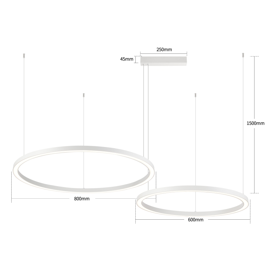 Brilagi - LED aptumšojama lustra uz troses PORTOFINO LED/98W/230V 3000-6000K balta + ar tālvadības pulti