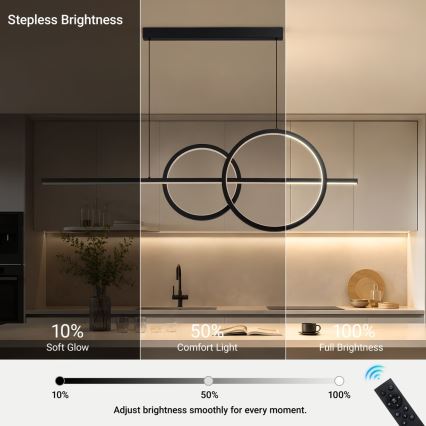 BRILAGI - LED ar regulējamu spilgtumu pakaramais lustrs uz kabeļa SIGNATURE LED/53W/230V 3000-6000K 120 cm, melnā krāsā + ar tālvadības pulti