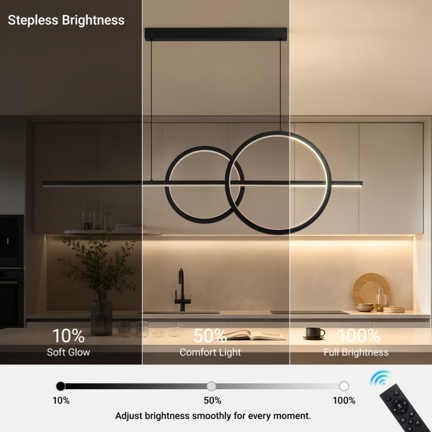 BRILAGI - LED ar regulējamu spilgtumu pakaramais lustrs uz kabeļa SIGNATURE LED/53W/230V 3000-6000K 120 cm, melnā krāsā + ar tālvadības pulti