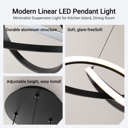 Brilagi - LED aptumšojams piekaramais lustrs uz troses INFINITY LED/55W/230V 3000-6000K 50x50 cm melns + tālvadības pults