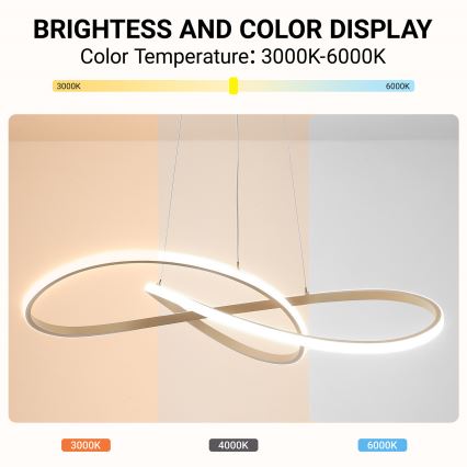 BRILAGI - LED dimējama lustra uz troses INFINITY LED/80W/230V 3000-6000K 80x80 cm bēša + tālvadības pults