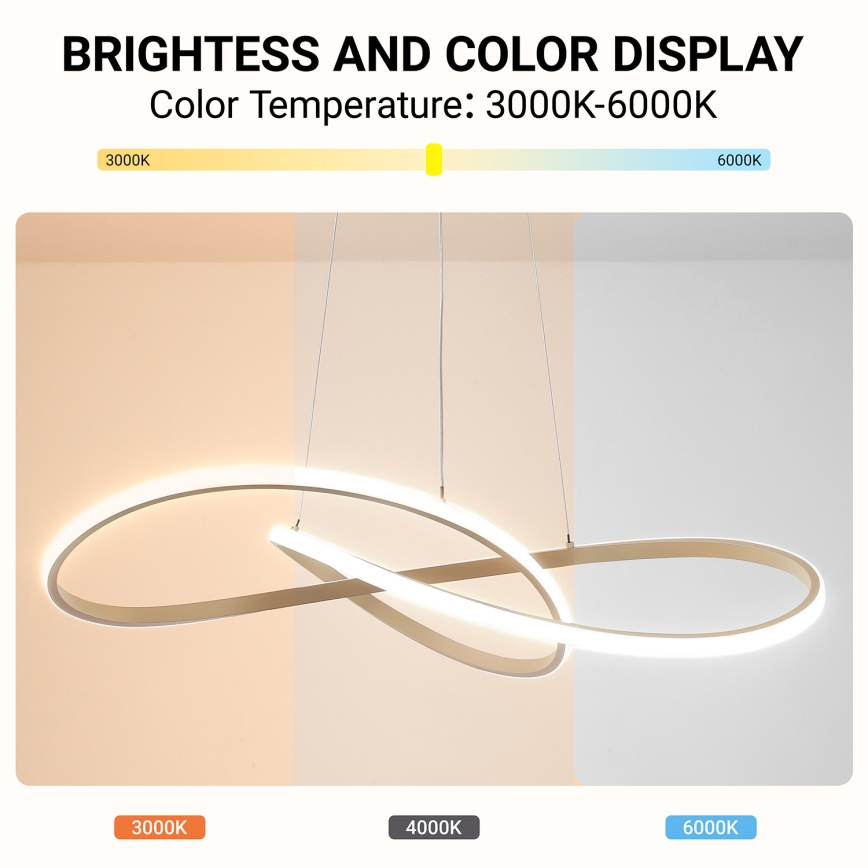 BRILAGI - LED dimējama lustra uz troses INFINITY LED/80W/230V 3000-6000K 80x80 cm bēša + tālvadības pults