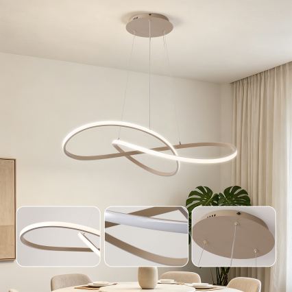 BRILAGI - LED dimējama lustra uz troses INFINITY LED/80W/230V 3000-6000K 80x80 cm bēša + tālvadības pults