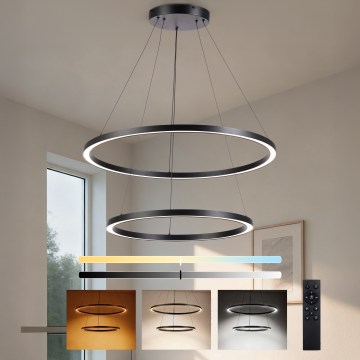 Brilagi - Regulējama LED lustra uz troses PORTOFINO LED/98W/230V 3000-6000K Ø 80 cm melna + tālvadības pults