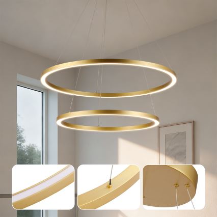 Brilagi - aptumšojama LED lustra uz troses PORTOFINO LED/98W/230V 3000-6000K Ø 80 cm zelta + ar tālvadības pulti